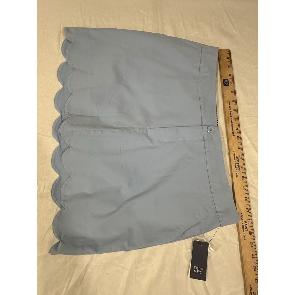 NWT Crown & Ivy‎ Skort Women's 14 Blue Scalloped Hem - Picture 2 of 9